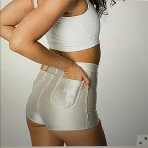American Apparel cream disco shorts